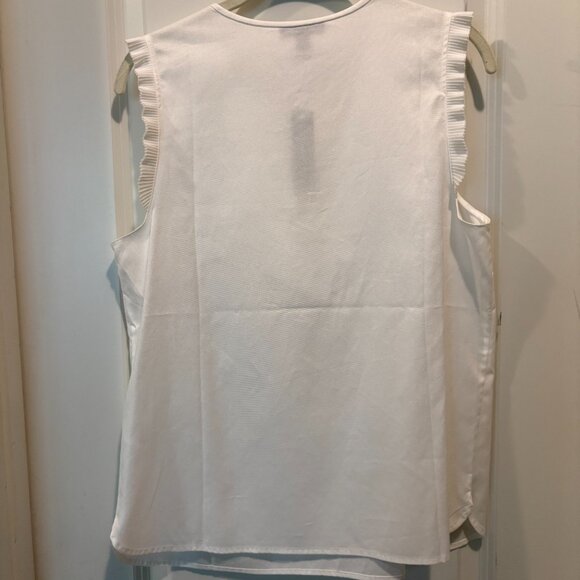 J Crew Margot White Cotton Sleeveless Top with Ruffle Accent, size 8 - Picture 2 of 7